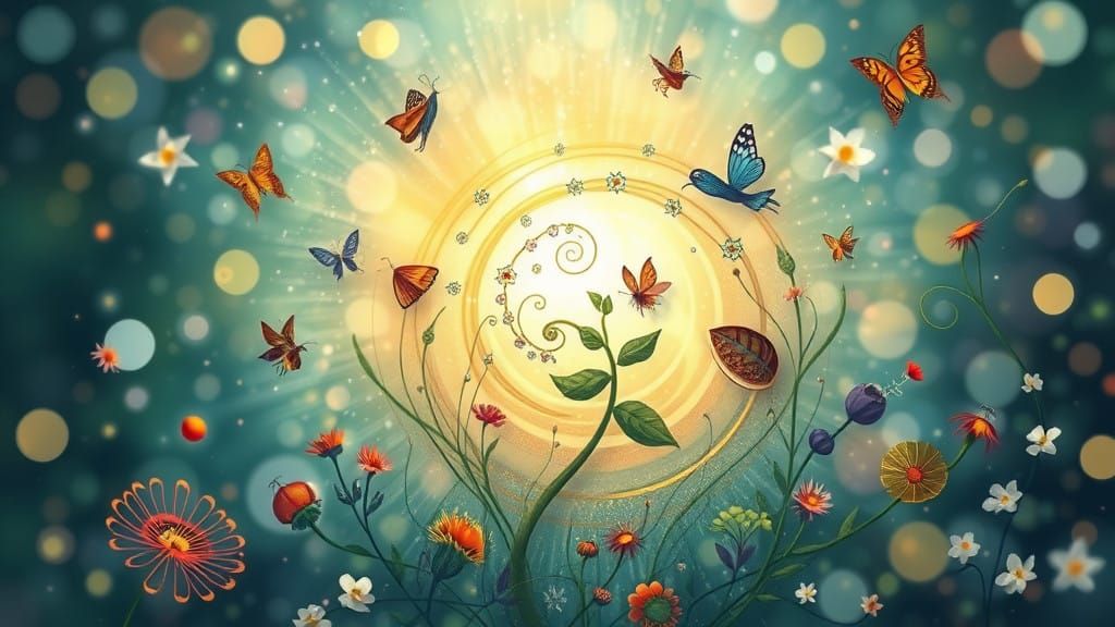 Whimsical Math Illustration in Iridescent Colors