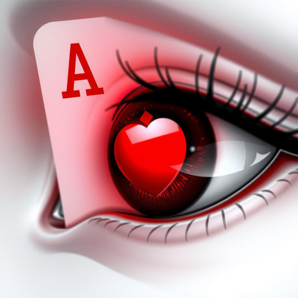 Hyperrealistic 3D Eye with Ace of Hearts