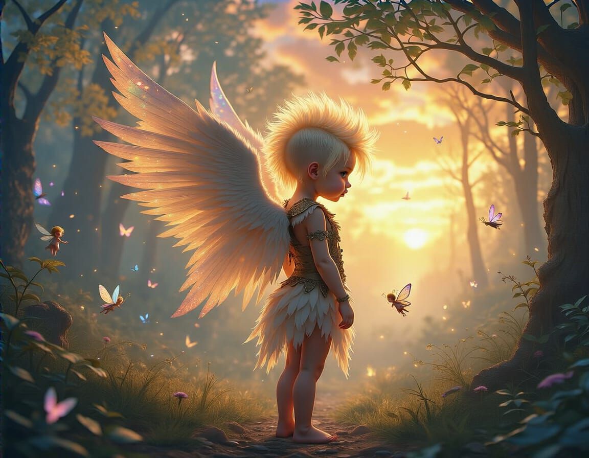Baby Valkyrie in Twilight Forest with Pixies