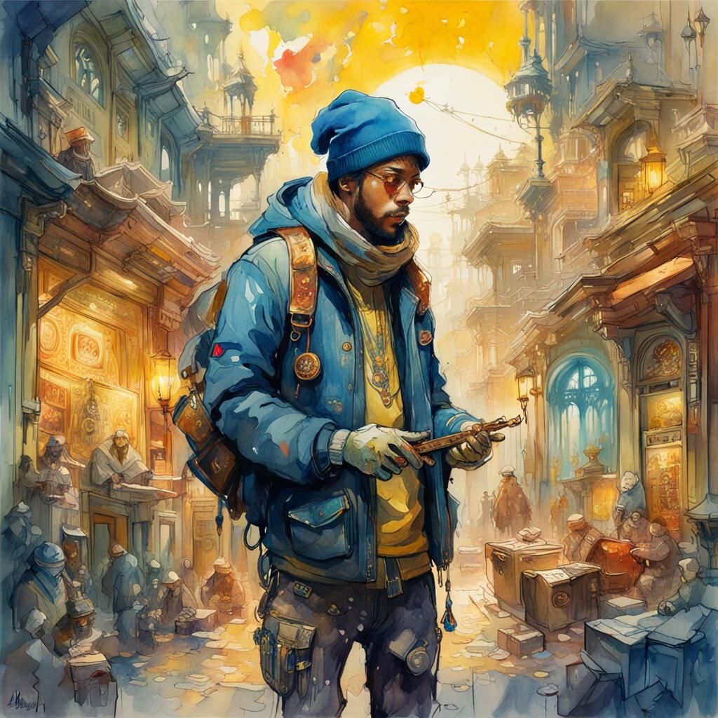 Golden Rap Star in Watercolour Fantasy