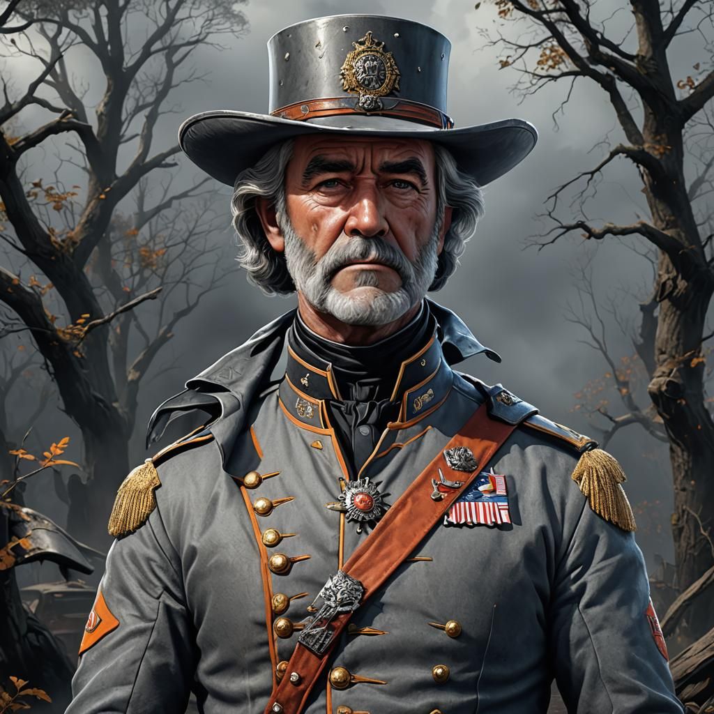 Realistic Portrait of General Lee in Matte Painting