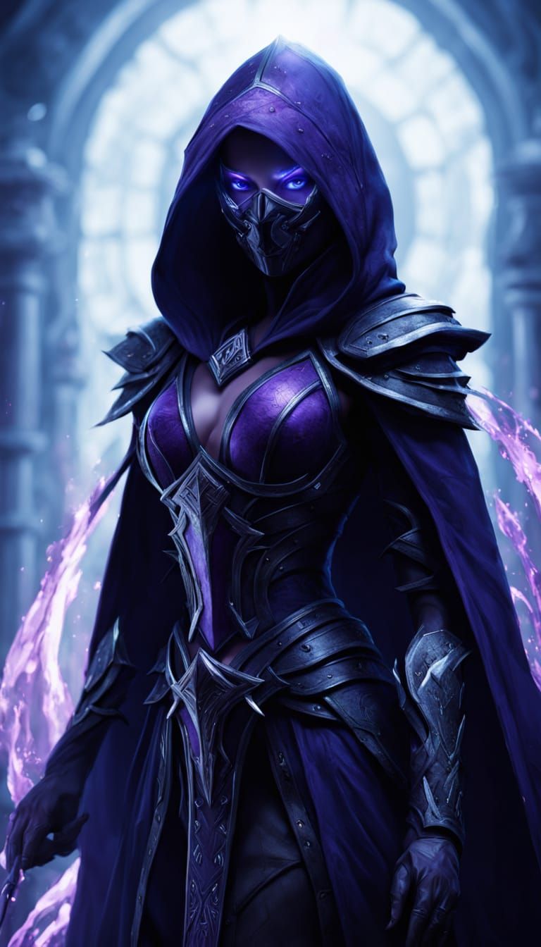 Spectral Assassin Nyxara in Dark Fantasy Style