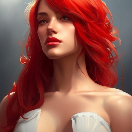 Woman in Red Dress: Hyperdetailed Digital Art