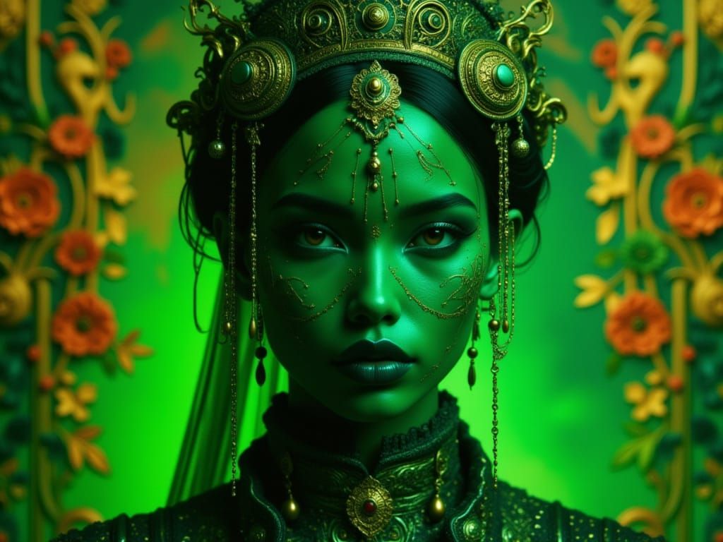 Ornate Portrait with Neon Accents in Unreal Engine 5