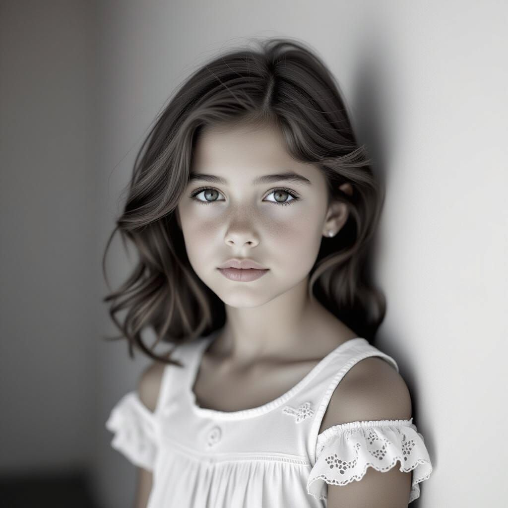 Elegant B&W Film Portrait of a Young Girl