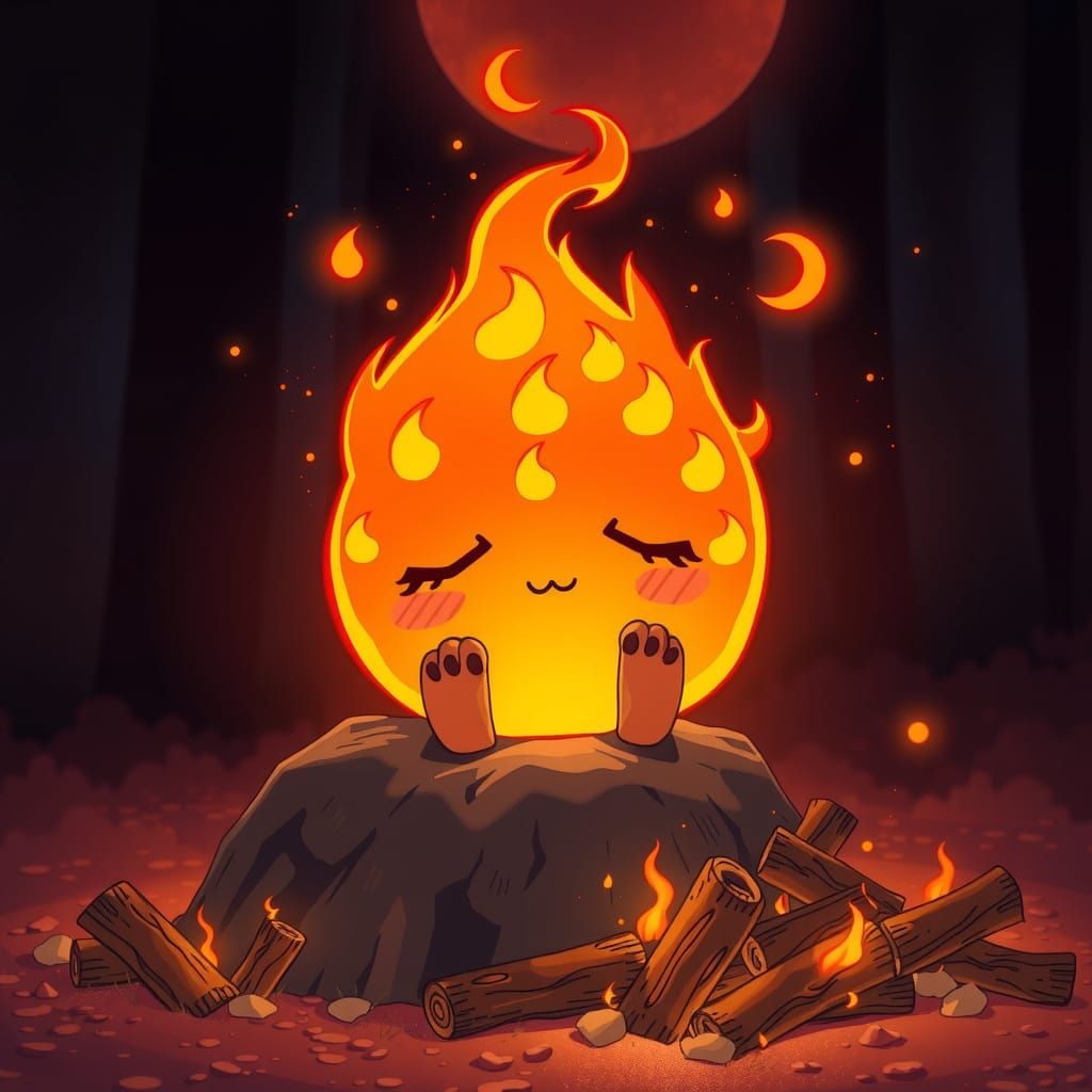 Adorable Calcifer-like Flame Orb in Studio Trigger Style
