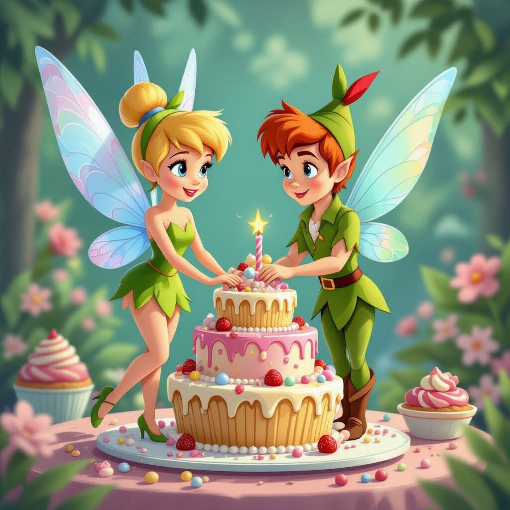 Edible Tinkerbell and Peter Pan Sculptures