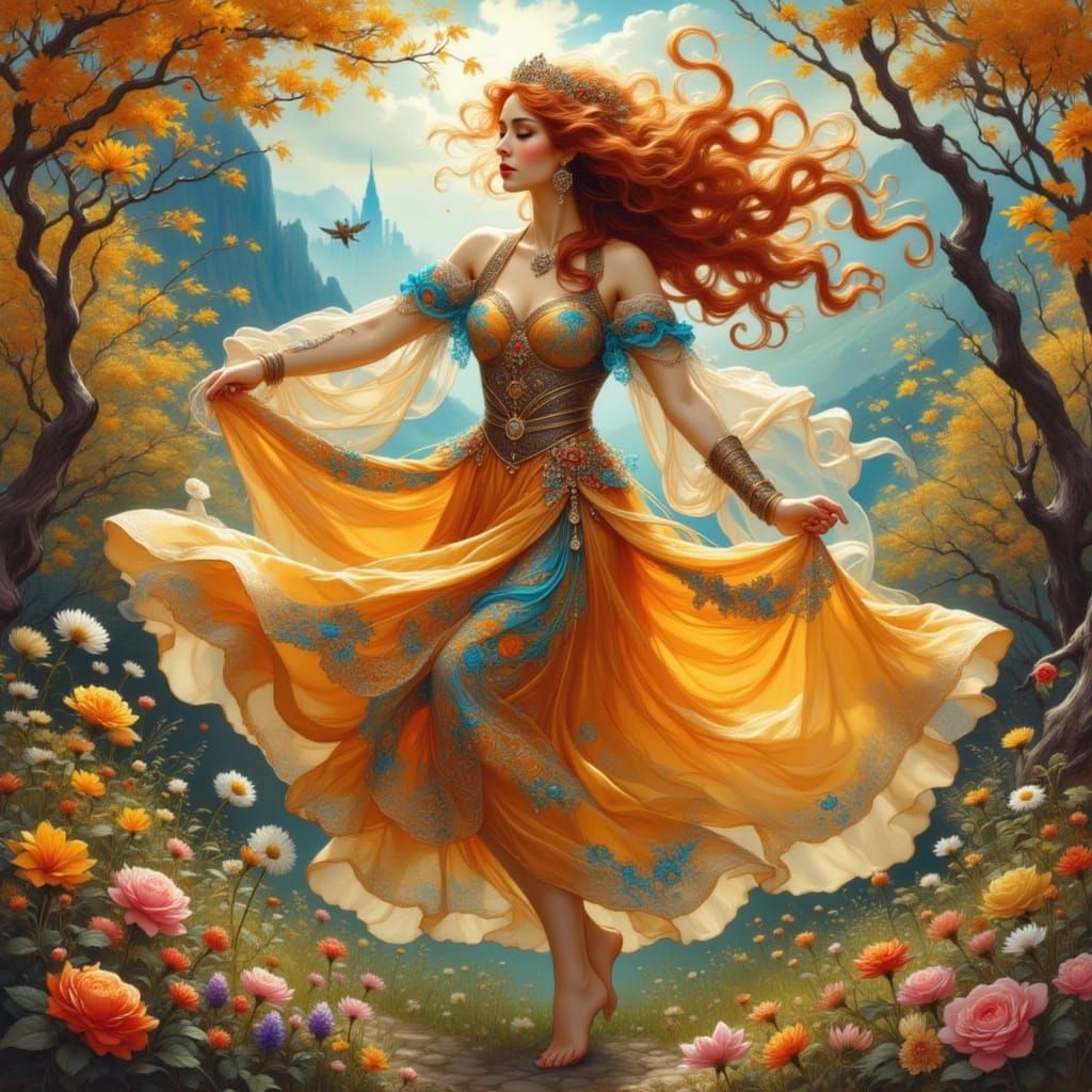 Vibrant Gypsy Dancer in Dynamic Pose