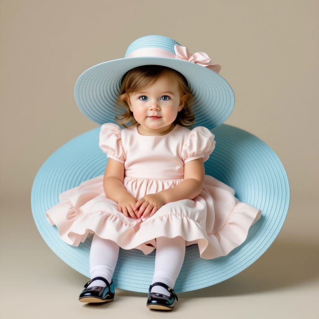 Girl in Oversized Hat, Impressionistic Style