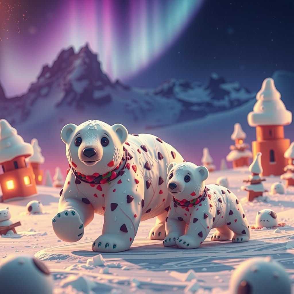 Strawberry Ice Cream Polar Bears in Cookie World