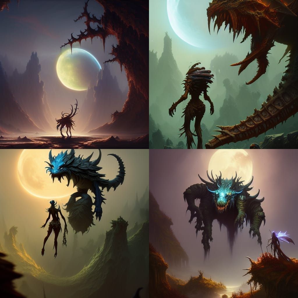 Ethereal Creatures in a Sci-Fi Moonscape