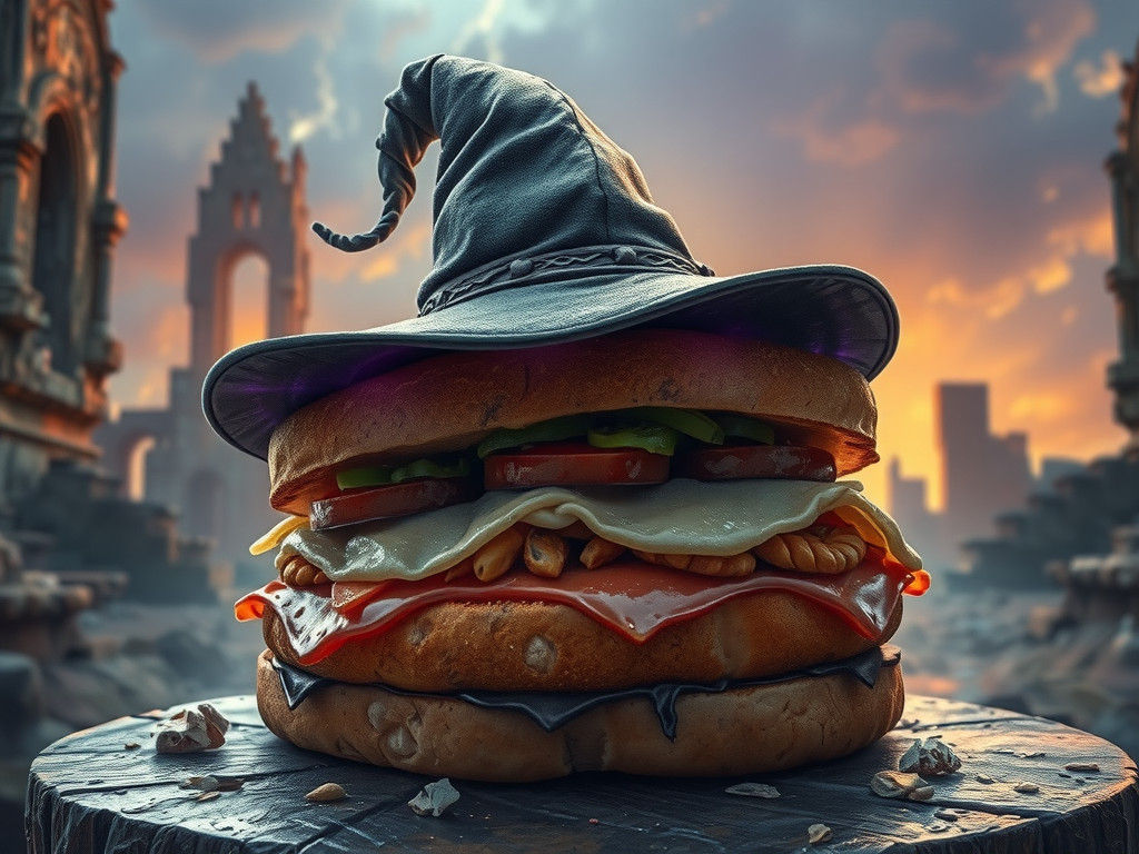 Magical Sandwich with Witch's Hat in Dreamy Style