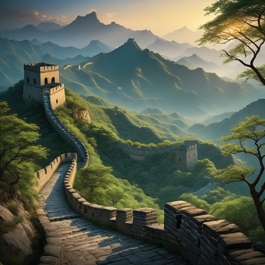 Majestic Great Wall of China at Dawn