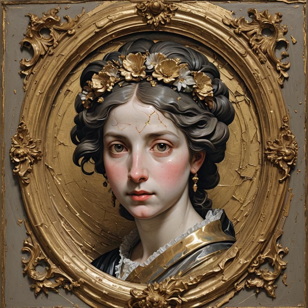 portrait: (CRACKLED:3) Clay SHORT-HAIRED Lesbian, / Rococo g...