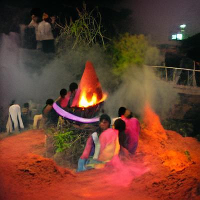 Holika Bonfire During Holi Festival