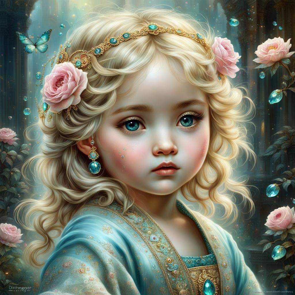 Baby Girl Portrait with Broken Glass Effect