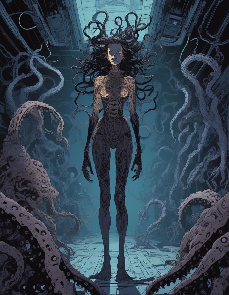 Horrifying Monster with Many Eyes in Pixel Art