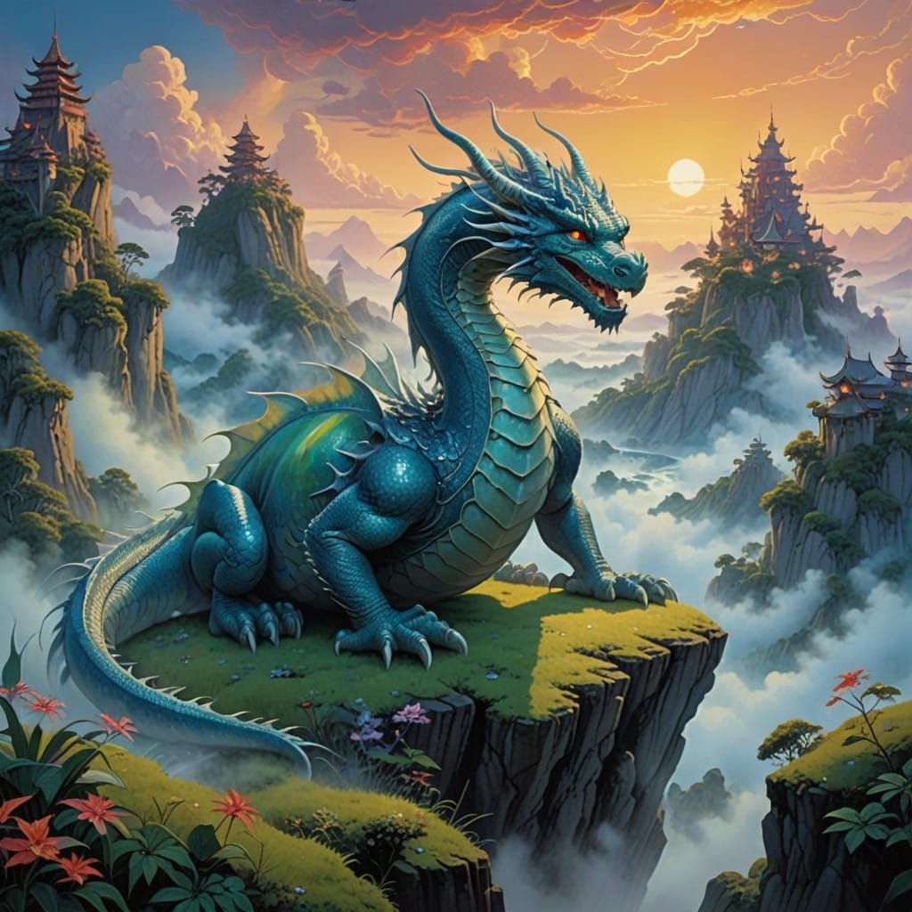 Majestic Dragon in Enchanted Mist