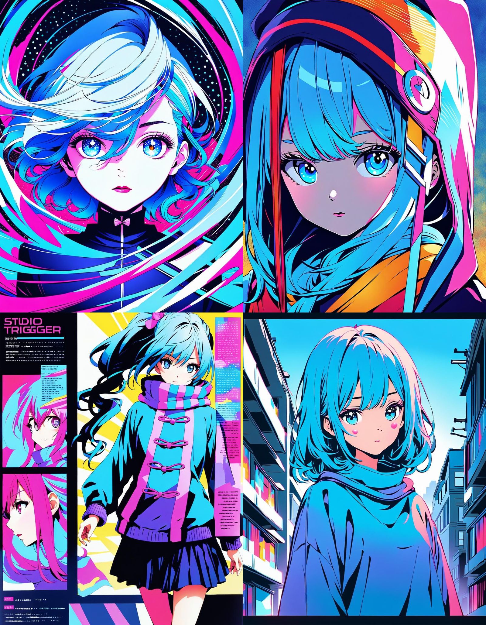 Anime Vtuber Model with Long Sky Blue Hair