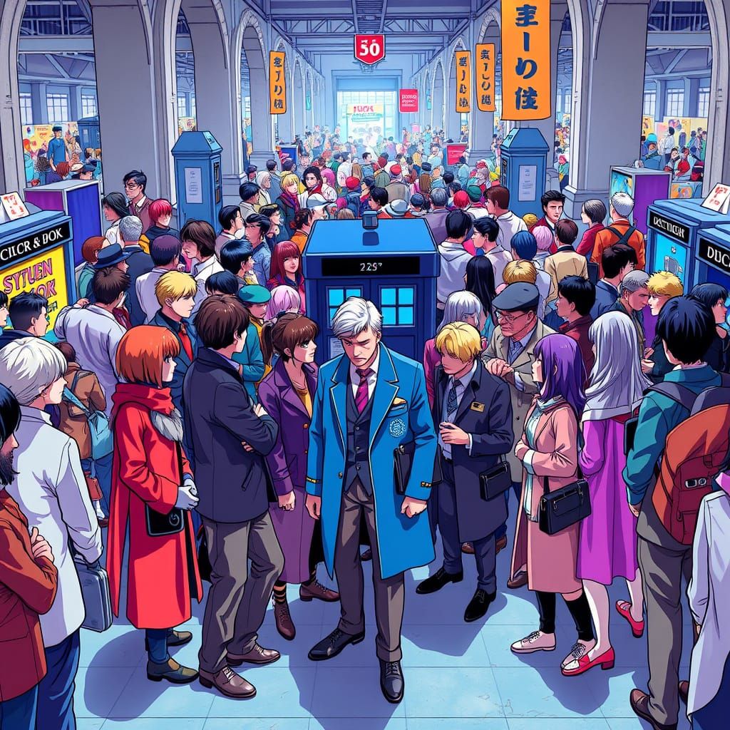 Doctor Who Cosplay Convention in 80s Anime Style