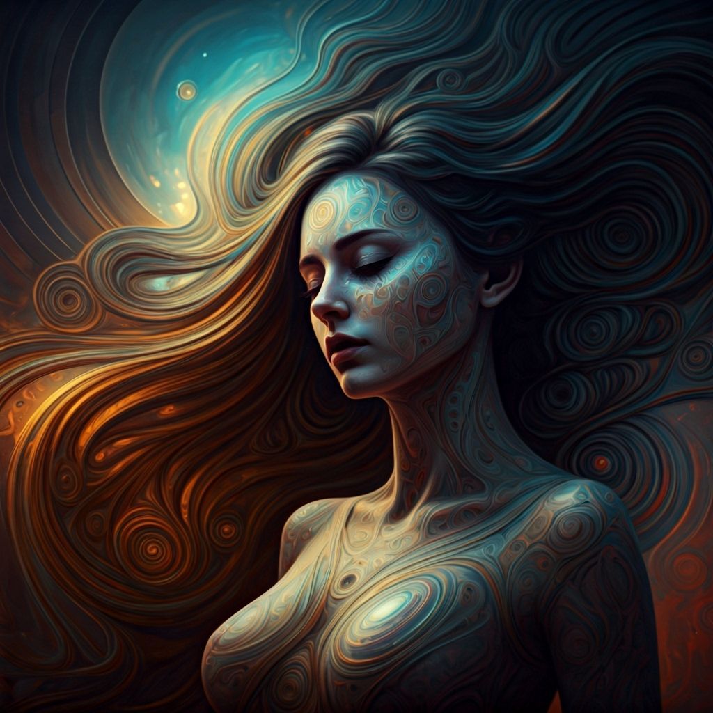 Surreal Woman in Emotional Whirlwind