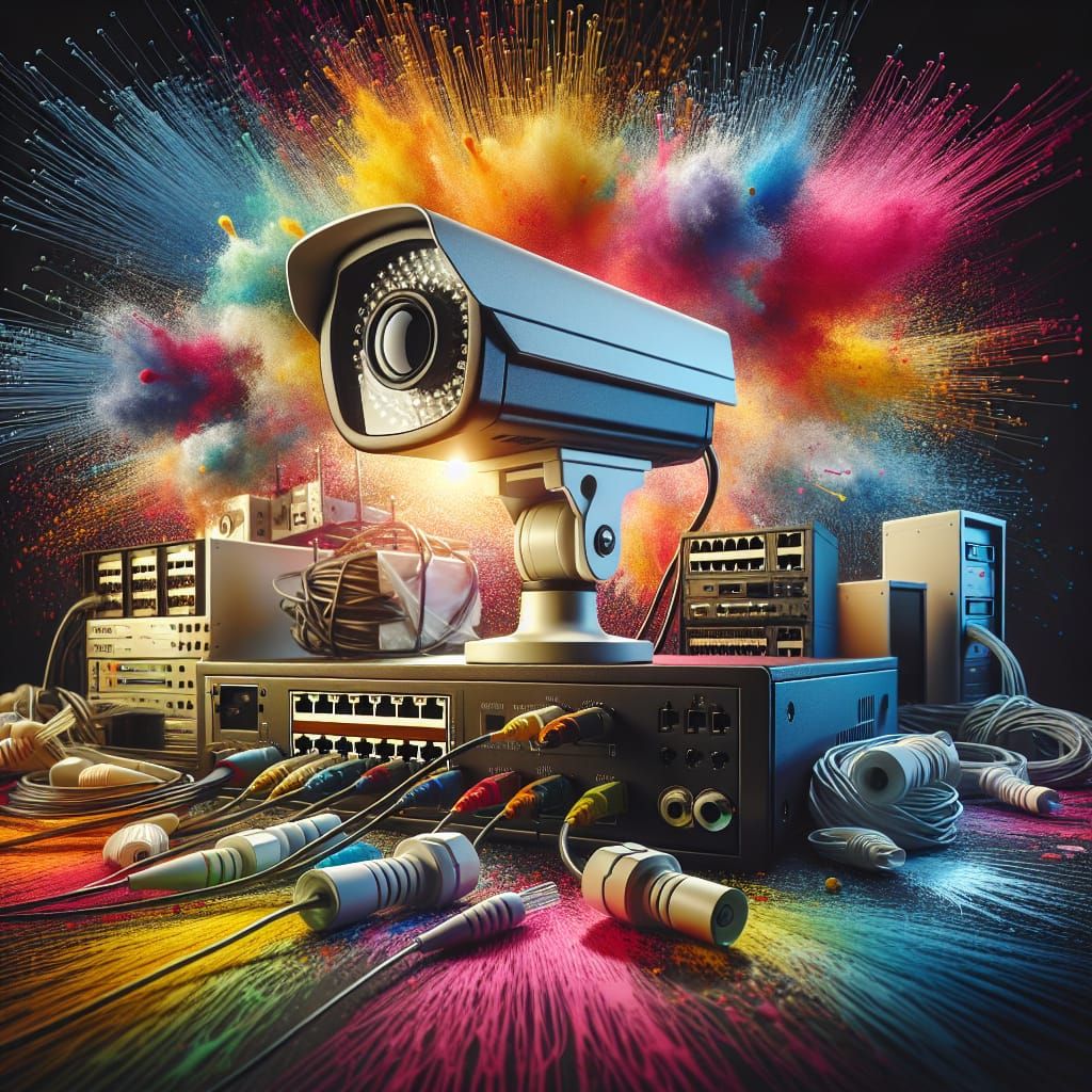 Hyperrealistic CCTV Camera and Network Equipment Concept Art