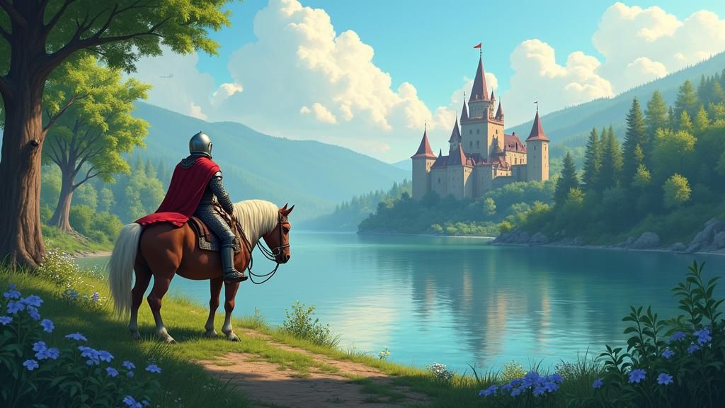 Knight and Castle Landscape, Toei Animation Style