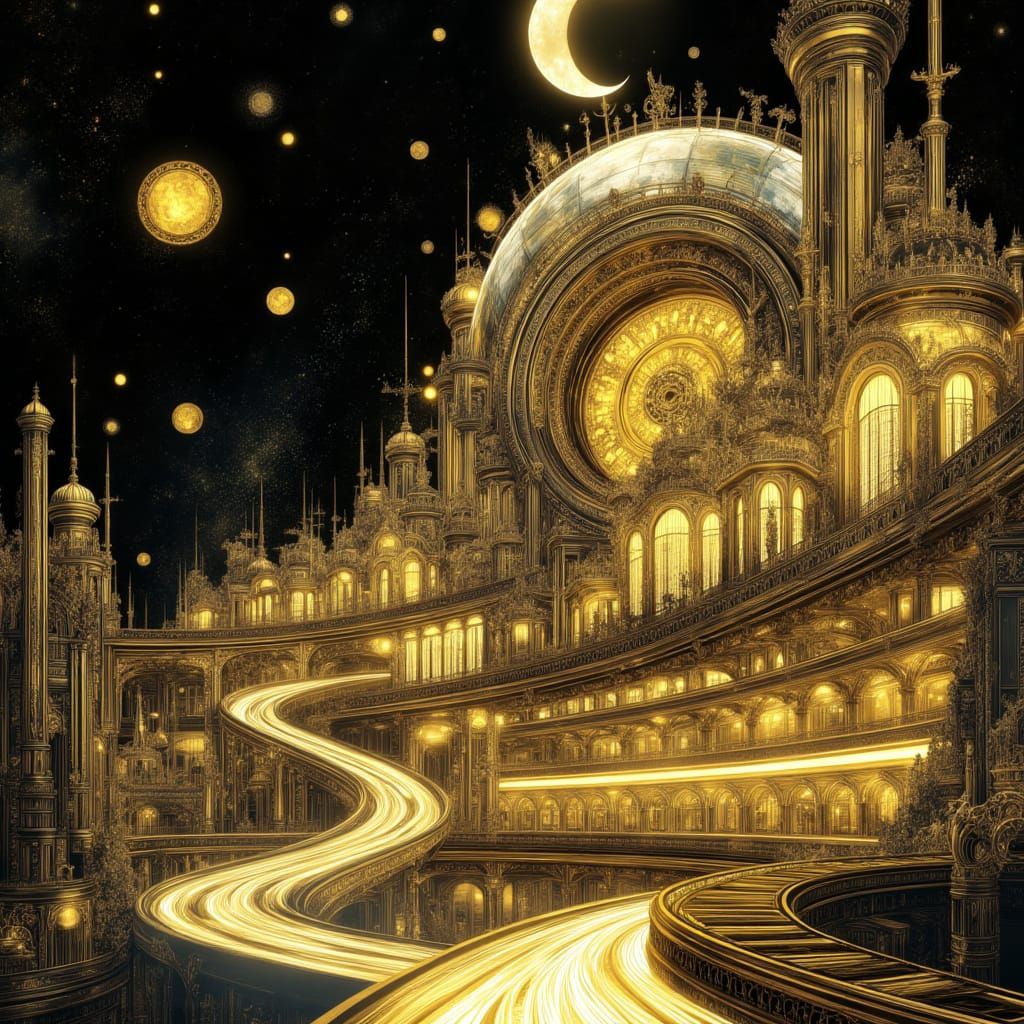 Futuristic Train Station in White and Yellow Hues