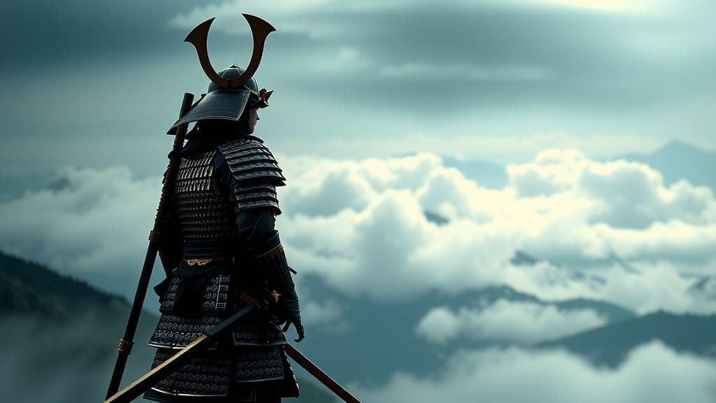 Epic Samurai Warrior on Mountaintop