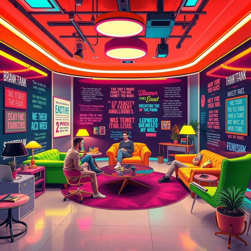 Futuristic Brainstorming Session in Digital Art Style