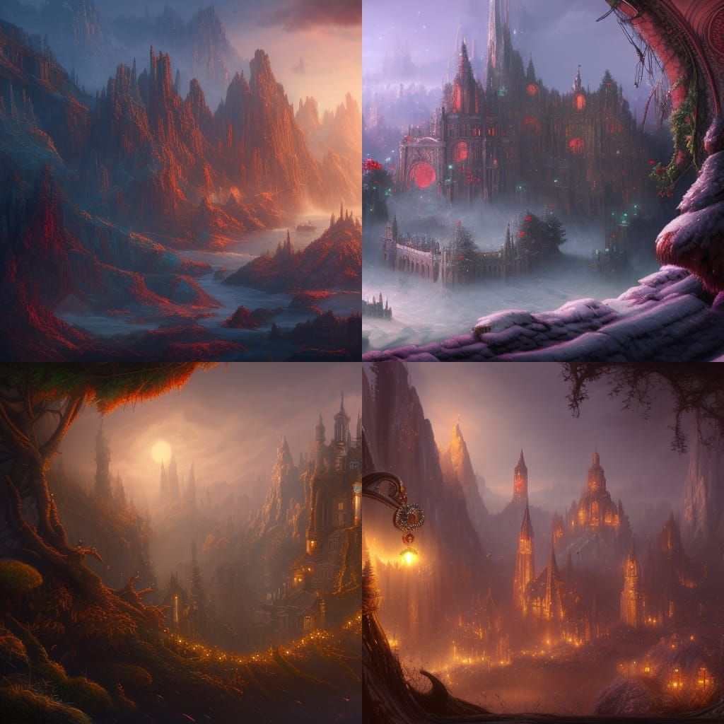 Detailed Christmas Matte Painting in Fantasy Concept Art