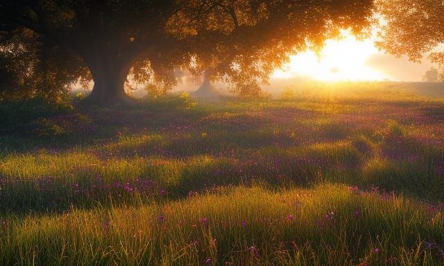 Shimmering Dew in an Orange Sunrise: Earth Art