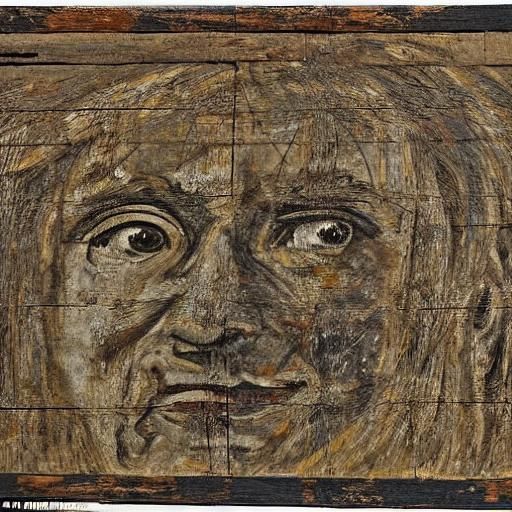 Weathered Face Witnesses Chaos: Classical Painting