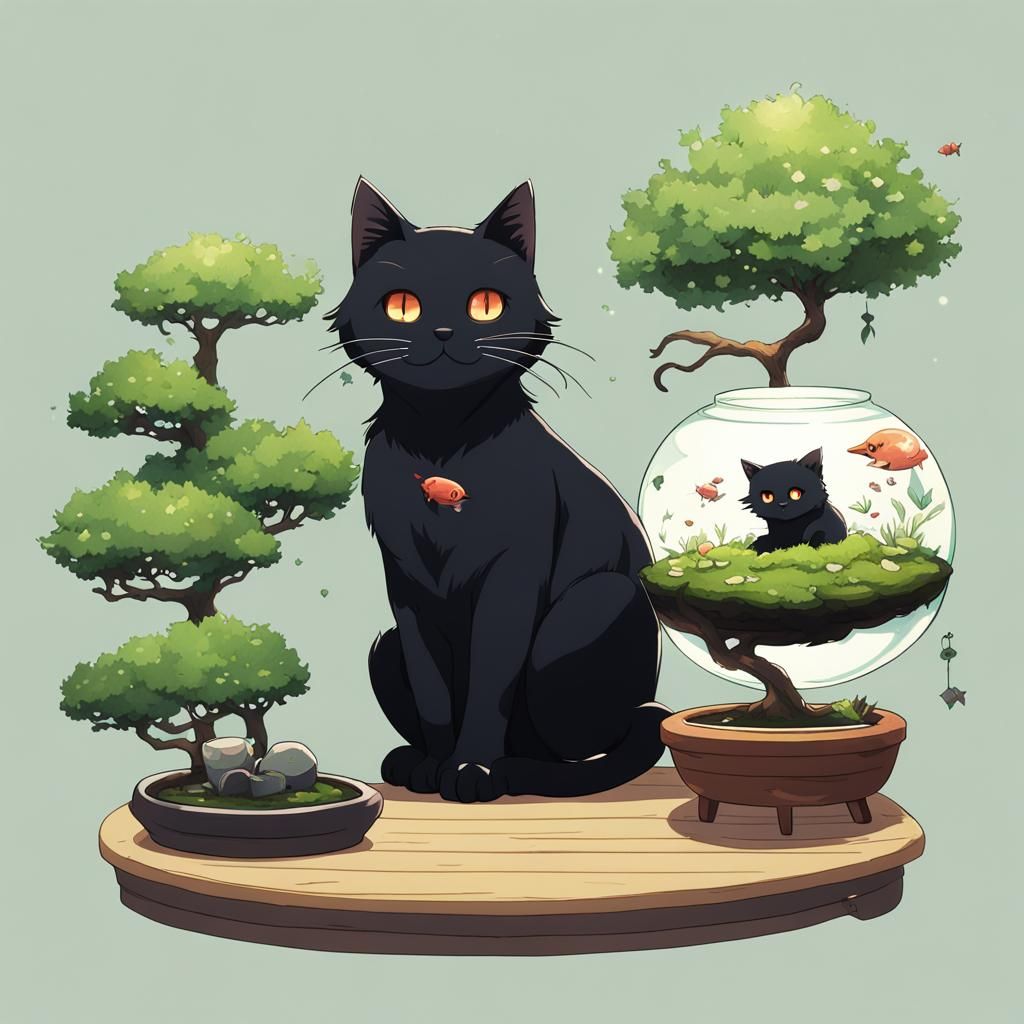 Black Cat by Fish Bonsai in Anime Style