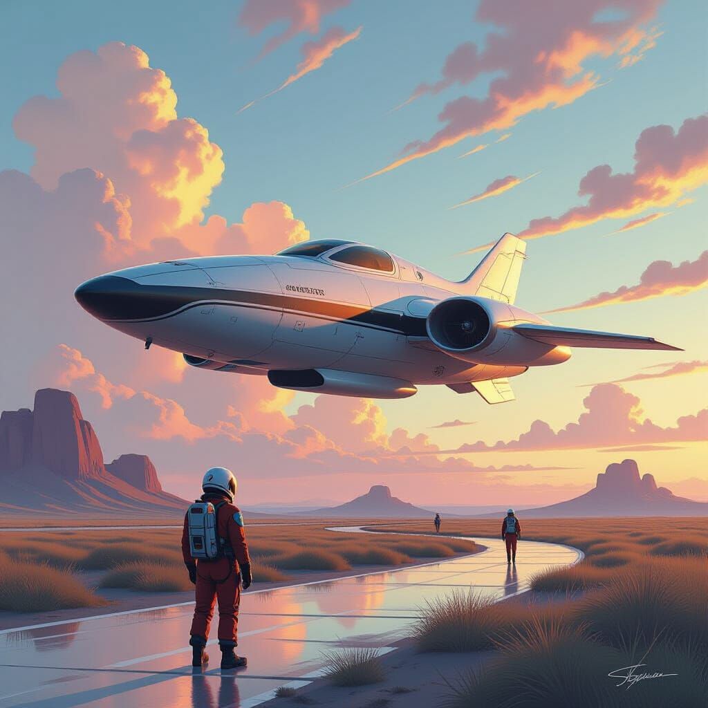 Futuristic Airbrush Art in 80s Style