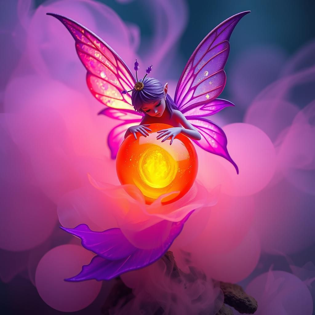 Ethereal Fairy with Glowing Orb, in Fantasy Style