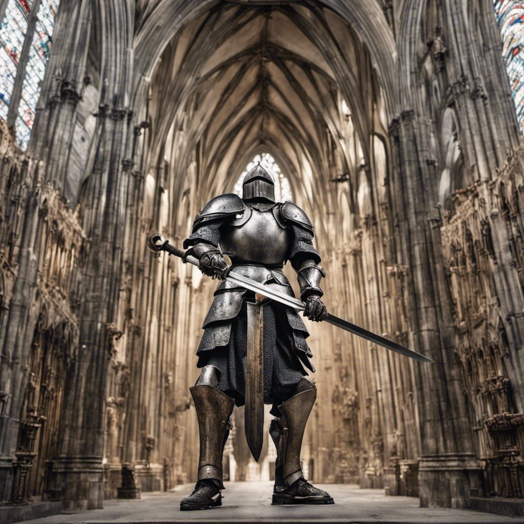 Armored Knight with Claymore at Salisbury Cathedral