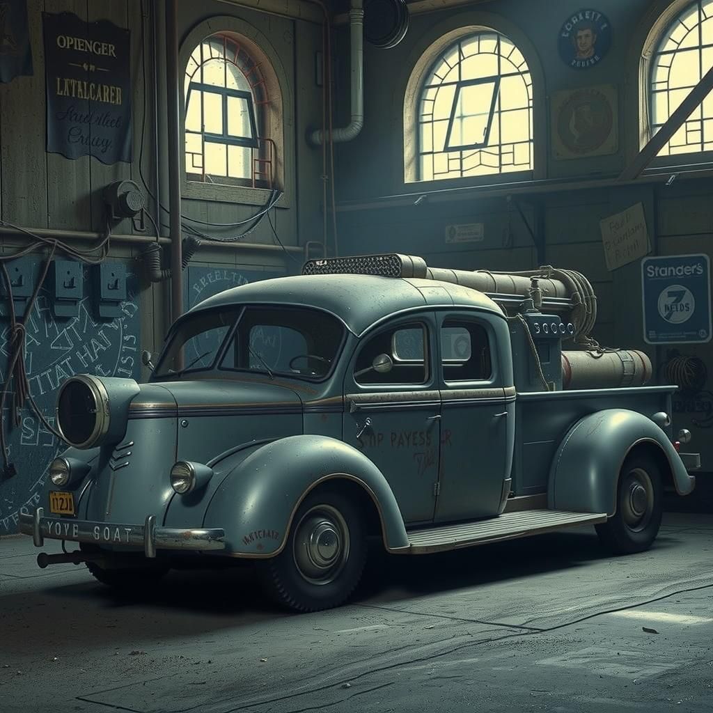 Vintage 1930s Pickup Truck in Dusty Garage