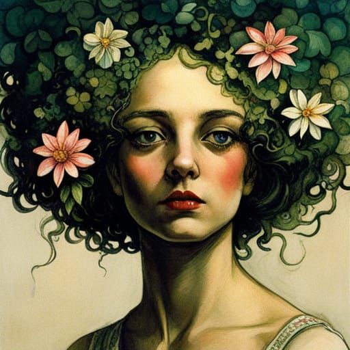 Flower Elf Reflection: Whimsical Fantasy Art