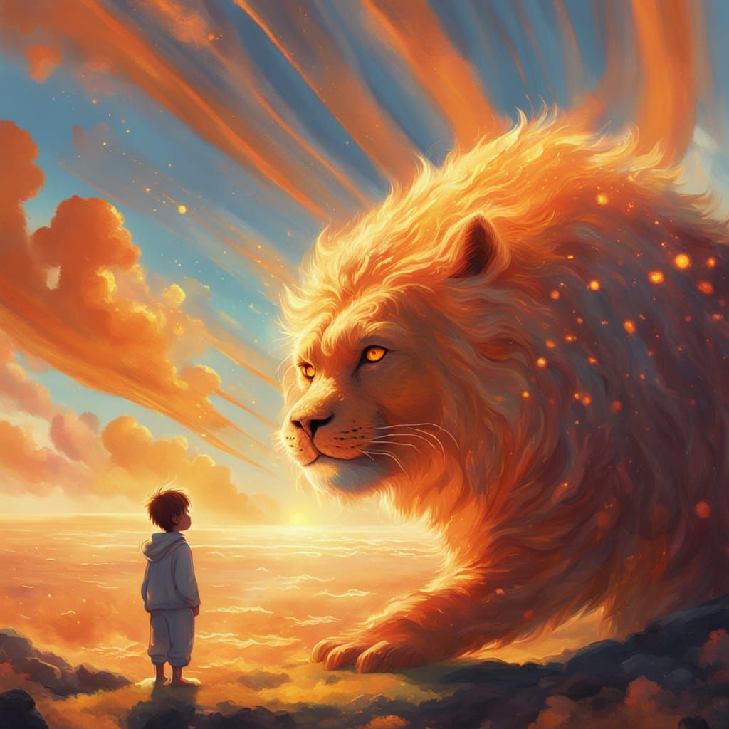 Child Wakes the Sun in Whimsical Fantasy Art