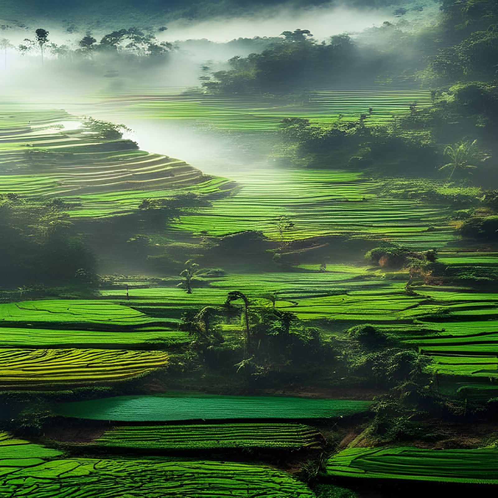 Madagascar Rice Paddies in Morning Light