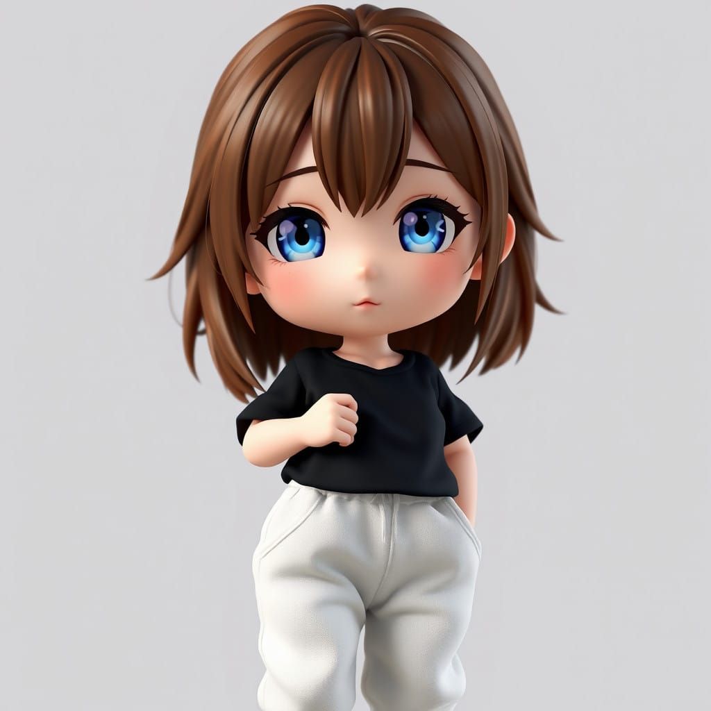 Chibi Anime Girl with Freckled Skin in Pastel Aesthetic