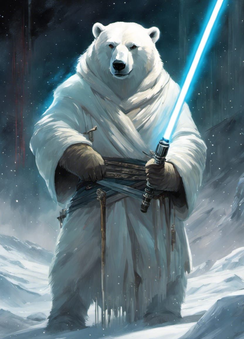 Gritty Polar Bear Jedi Knight on Hoth
