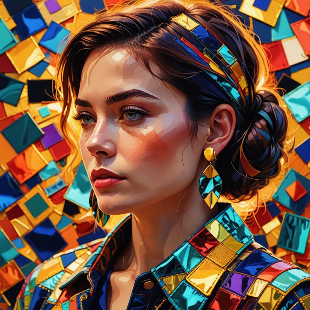 Vibrant Patchwork Earrings in Fauvist Colors