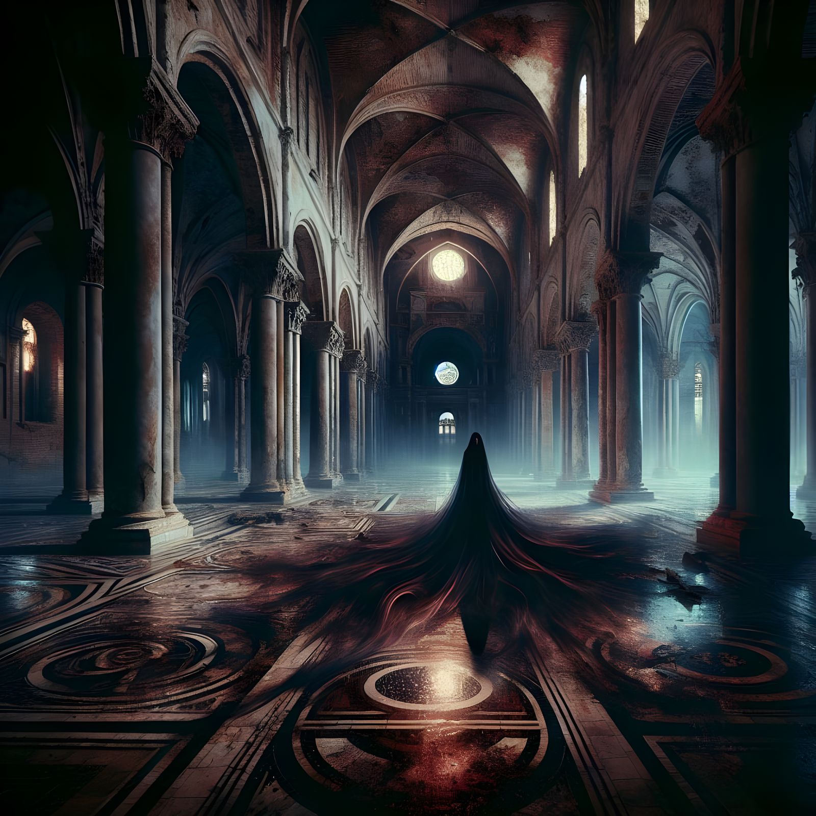 Ethereal Cathedral in Crimson Twilight