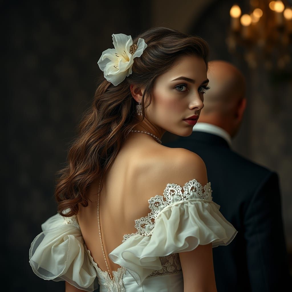 Elegant Bride Set Against Moody Cinematic Backdrop