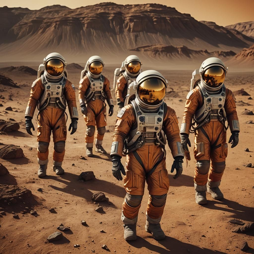 Astronauts Trick-or-Treating on Mars: Cinematic Film Still