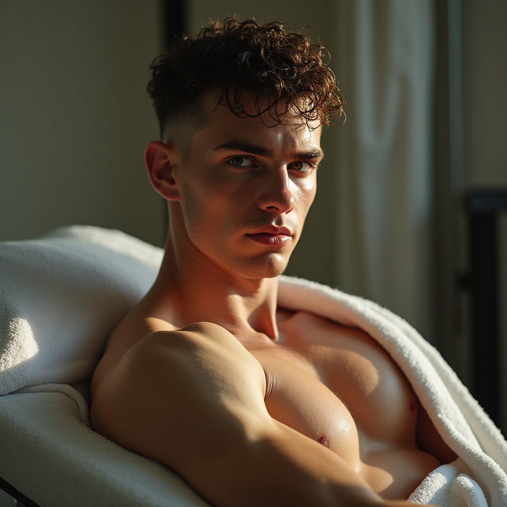 Confident Footballer Lounging in Natural Light