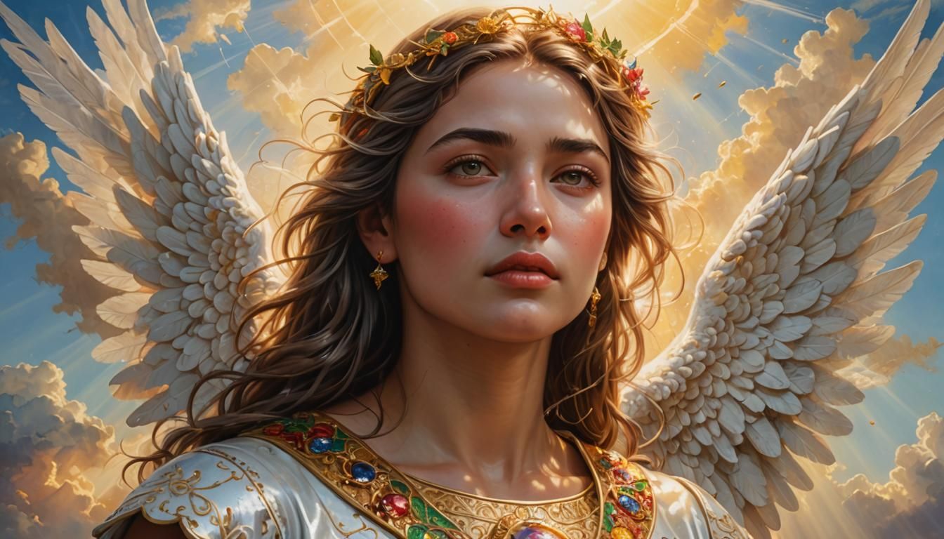 Angelic Woman in Paradise: Hyperrealistic Splash Art