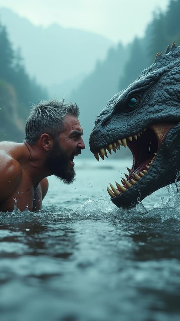 Man vs Monster Aquatic Face Off Cinematic Masterpiece
